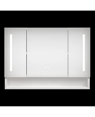 Midola Modern 39x28" Aluminium Bathroom Cabinets, Medicine Cabinets with Mirrors and Led Lights, Bathroom Storage with Multilevel Storage Compartments
