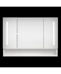 Midola Modern 39x28" Aluminium Bathroom Cabinets, Medicine Cabinets with Mirrors and Led Lights, Bathroom Storage with Multilevel Storage Compartments