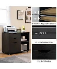 Gouun 3-Drawer Filing Cabinet 32 Inch with Adjustable Shelf and Lockable Wheels