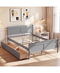 Slickblue Wooden Bed Frame with Built-In Storage Drawers and Footboard