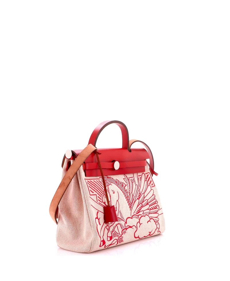 Pre-Owned HERMES 31 Herbag Zip Pegase Pop Toile and Leather