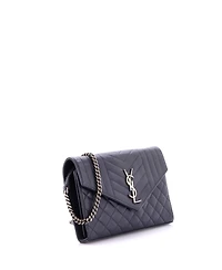 Pre-Owned Saint Laurent Medium Classic Monogram Chain Wallet Mixed Matelasse Leather