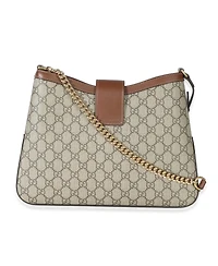 Pre-Owned Gucci Beige Ebony Gg Supreme Monogram Canvas Medium Padlock Shoulder Bag
