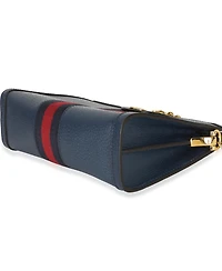 Pre-Owned Gucci Navy Calfskin Gg Ophidia Small Web Chain Bag