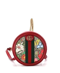 Pre-Owned Gucci Mini Ophidia Round Backpack Flora Gg Coated Canvas