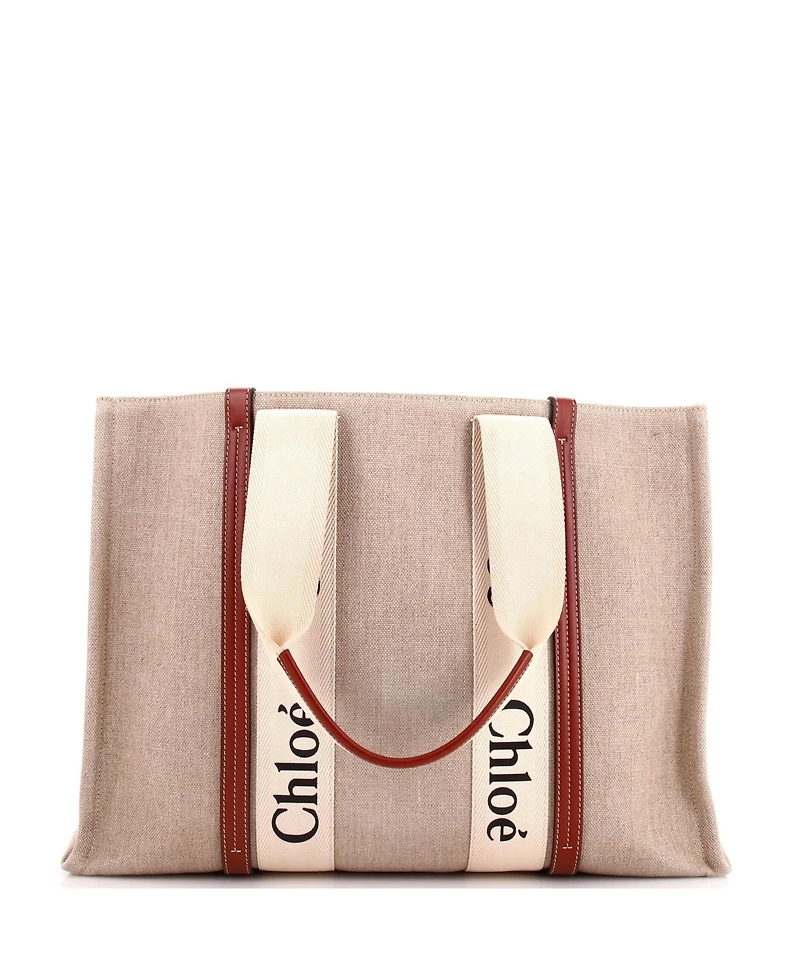 Pre-Owned Chloe Large Woody Tote Canvas with Leather