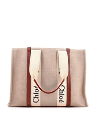 Pre-Owned Chloe Large Woody Tote Canvas with Leather