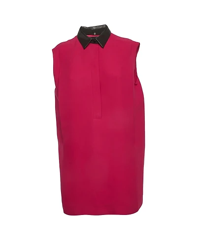 Pre-Owned Gucci Women's Leather-Trimmed Silk Sleeveless Top