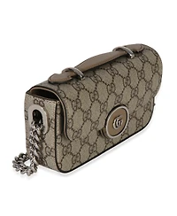Pre-Owned Gucci Beige Ebony Gg Supreme Senna Petite Gg Top Handle Chain Shoulder Bag