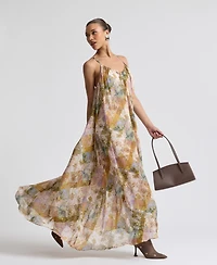 Avec Les Filles Women's Plunging Neckline A-Line Dress