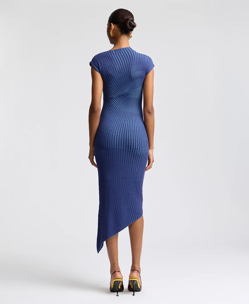 Avec Les Filles Women's Radial-Rib Midi Dress