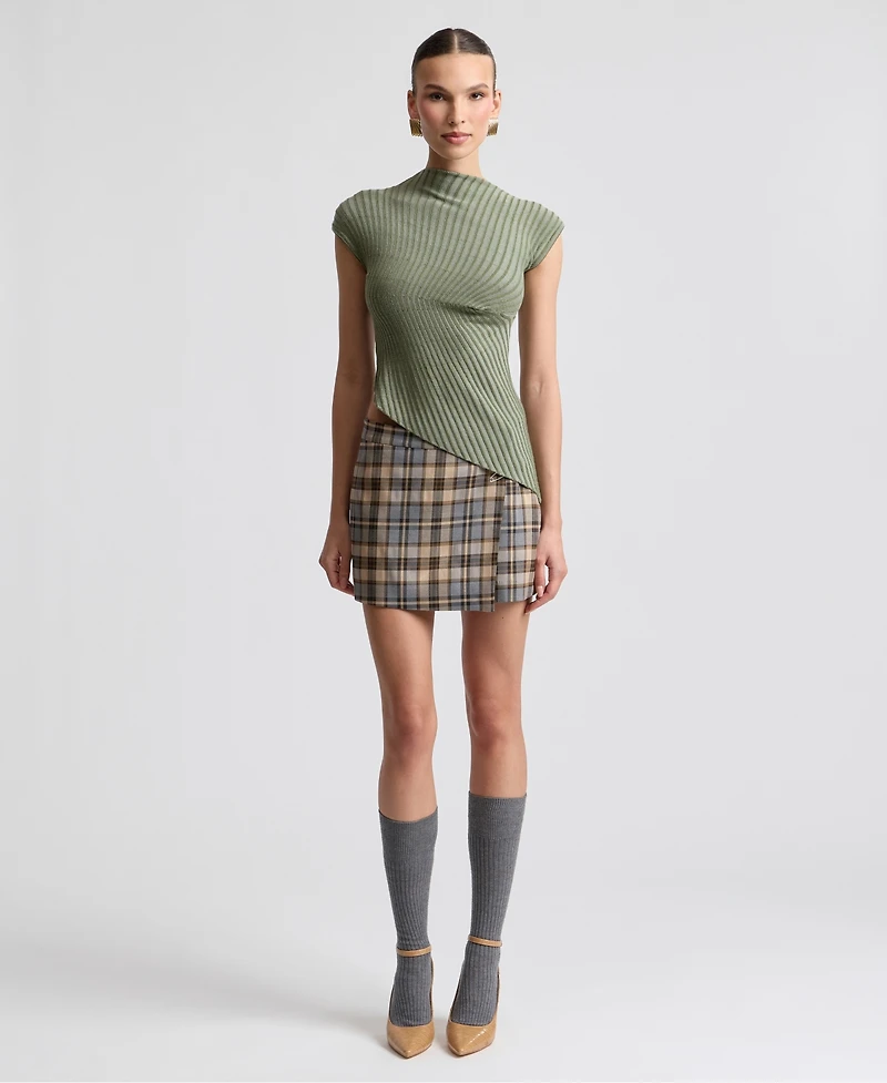 Avec Les Filles Women's Plaid Mini Skort