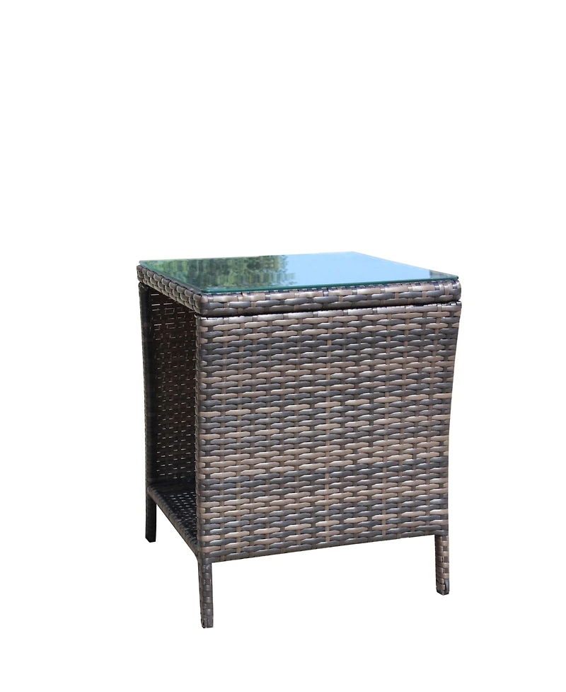 Clihome Outdoor Patio Coffee Table Pe Rattan Coffee Table with Tempered Glass Top