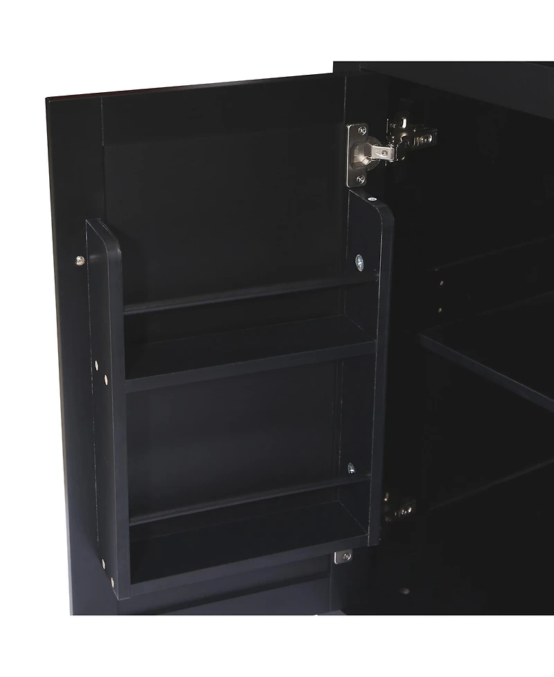Clihome Kitchen Island Cart with Foldable Table & Adjustable Storage, Black Rolling Utility Cart