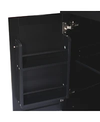Clihome Kitchen Island Cart with Foldable Table & Adjustable Storage, Black Rolling Utility Cart