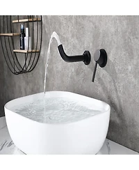 Phying Wall Mount Faucet for Bathroom Sink or Bathtub, Single Handle 2 Holes Brass Rough-in Valve Included