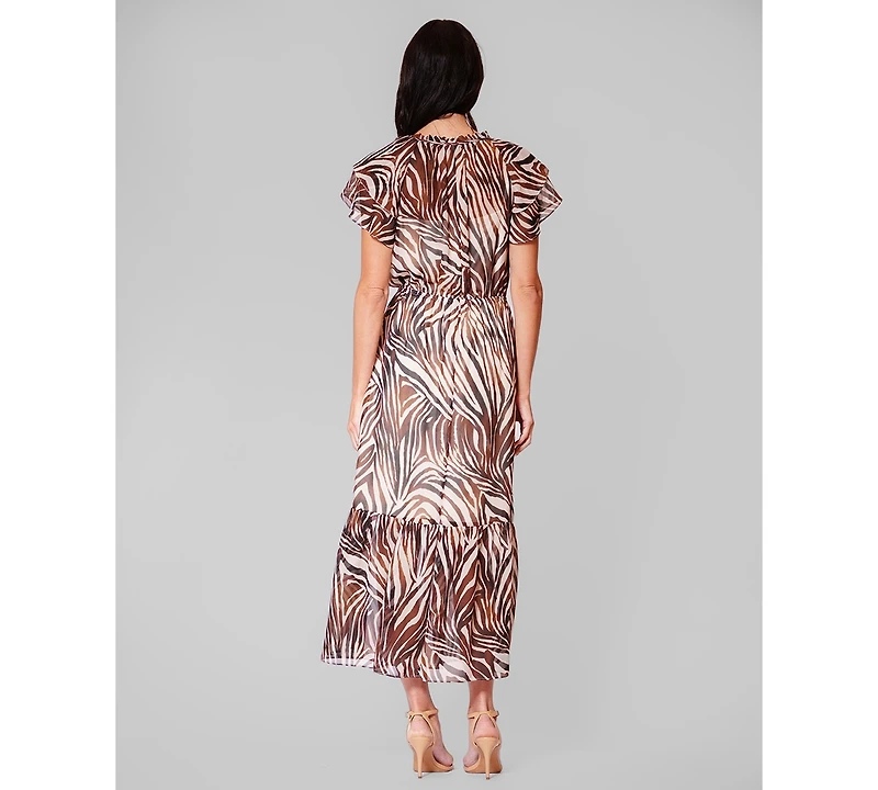 julia jordan Women's Crewneck Flutter-Sleeve Midi Dress