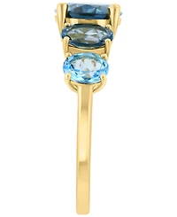 Effy Collection Blue and London Blue Topaz (5-2/5 ct. t.w.) & Diamond Accent Ring in 14k Yellow Gold