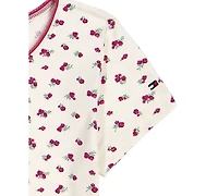 Tommy Hilfiger Girls' 7-16 Printed Henley Short-Sleeve T-Shirt