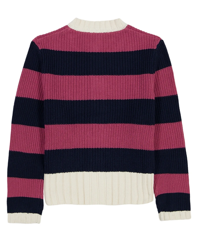 Tommy Hilfiger Girls' 7-16 Long-Sleeve Button Stripe Sweater
