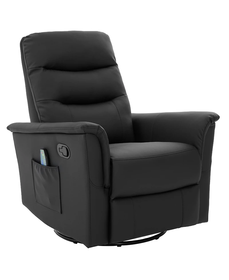 Clihome Modern Swivel Recliner Chair with 8-Point Massage 2-Speed Tilt & Side Pocket
