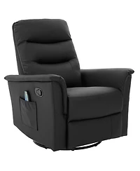 Clihome Modern Swivel Recliner Chair with 8-Point Massage 2-Speed Tilt & Side Pocket
