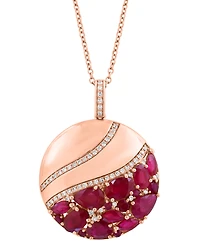 Effy Collection Ruby (3-1/2 ct. t.w.) & Diamond (1/5 ct. t.w.) Pendant Necklace in 14k Rose Gold