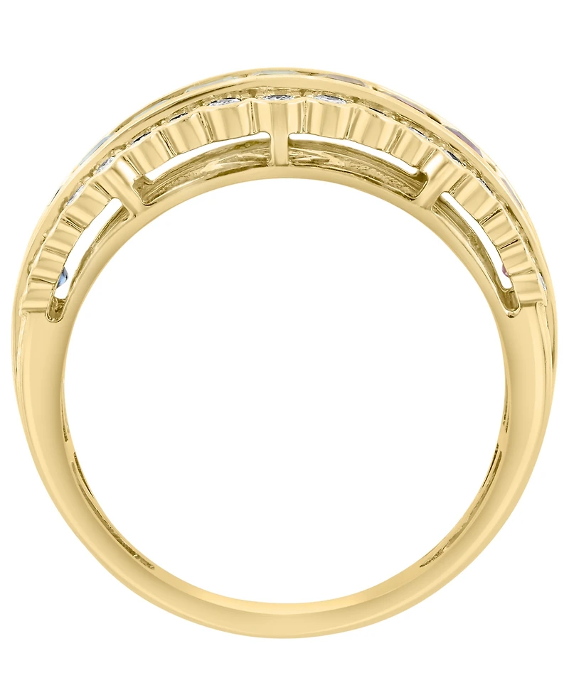Effy Collection Multi-Sapphire (1 ct. t.w.) & Diamond (3/8 ct. t.w.) Ring in 14k Yellow Gold