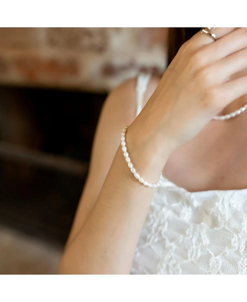 Spero London Natural Freshwater Real Seed Pearl Strand Bracelet