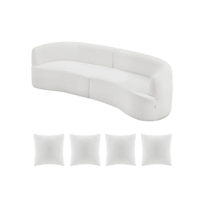 Sugift Luxury Modern Cloud Plush Sectional Sofa 112inch Curved Modular Couch with 4 Pillows - Oversized