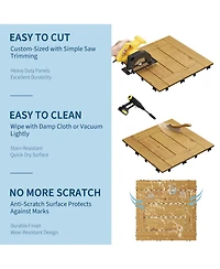 gaomon Water Resistant Wood Patio Flooring Deck Tiles for Indoor and Outdoor Use