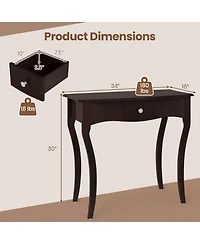 Sugift Traditional Console Table with Drawer and Curved Solid Wood Legs, 34 in