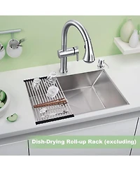 Gaomon Undermount Kitchen Sink 16 Gauge 304 Stainless Steel Single Bowl Deep Flat Bottom with Grid and Drain Kit