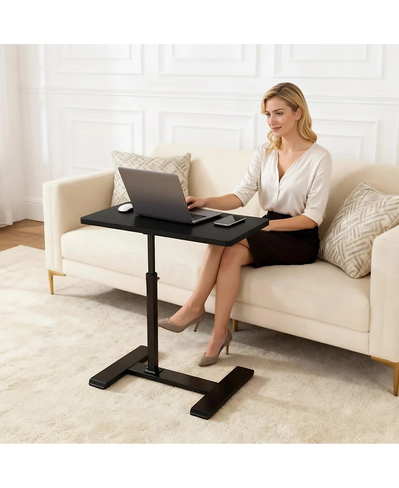 Gaomon Adjustable Rolling Laptop Desk, Overbed Table with Tilting Top, Mobile Standing Desk on Wheels for Bedroom, Office, Bedside, Small Spaces