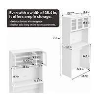 gaomon H Kitchen Cabinet with Trash Can Storage – Trash Can Cabinet with Microwave Stand, 35.4" Wide Kitchen Pantry for Dining Room