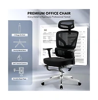 Gaomon Ergonomic Mesh Office Chair with 3D Adjustable Headrest Armrest and Retractable Footrest