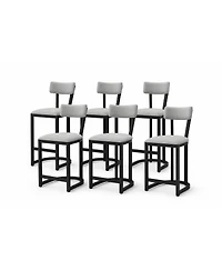 homfan Set of 6 Counter Height Bar Stools - Curved Back Metal Frame Island Chairs, Upholstered Modern Tall Barstools for Kitchen or Dining Room