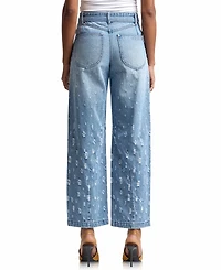 Avec Les Filles Women's Distress Darted Straight Jeans