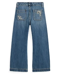 Polo Ralph Lauren Girls' 2T-6X Embroidered Flared Cotton Denim Jeans