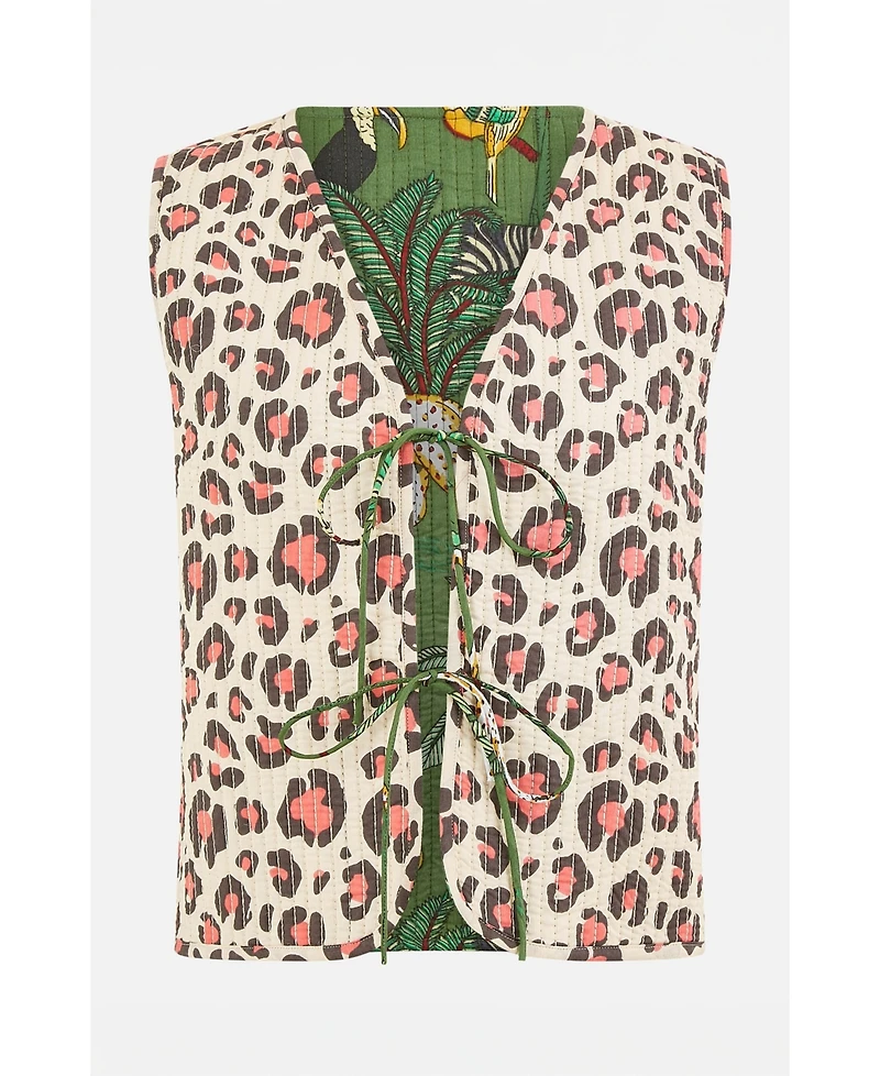 Yumi Women's Animal Reversible Cotton Quilted Jacket