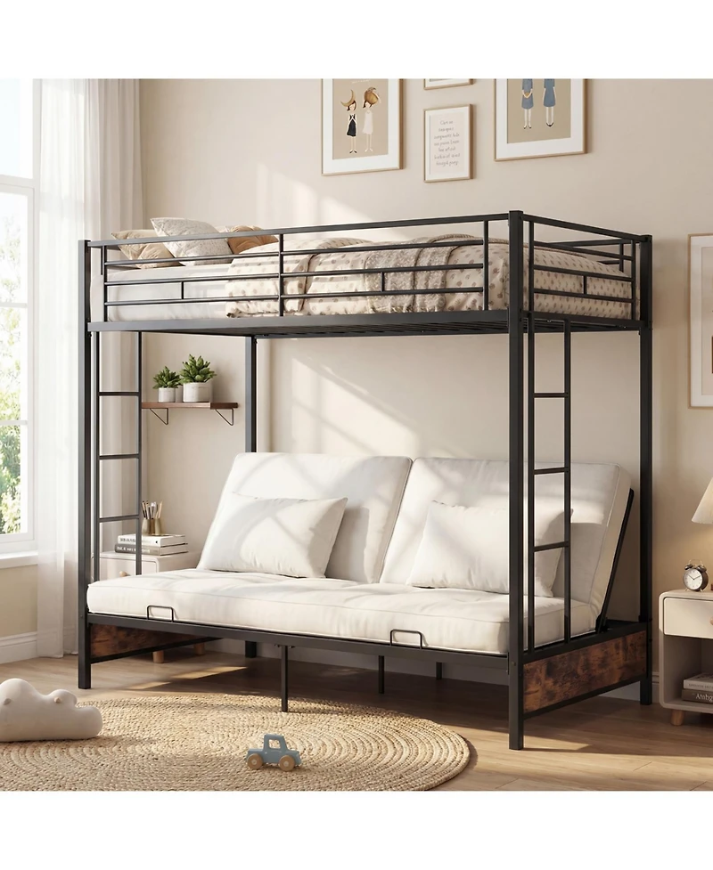 Slickblue Metal Bunk Bed Frame with Headboard and Footboard, Strong and Long-Lasting