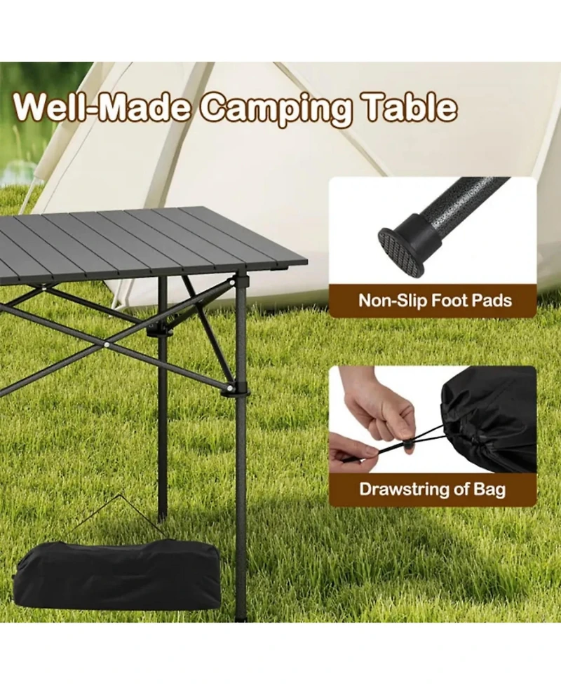 Yiortwo Portable Roll-Up Camping Table with Carry Bag, Aluminum Outdoor