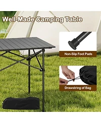 Yiortwo Portable Roll-Up Camping Table with Carry Bag, Aluminum Outdoor