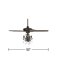 Casa Vieja 52 inch Indoor Ceiling Fan with Light Led Dimmable Remote Crystal Chandelier