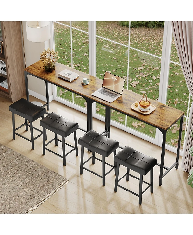 Gaomon Set of 2 Industrial Bar Table, 42.5 Inch Metal Narrow Kitchen Dining Table for Small Space
