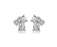 Rachel Glauber Dainty White Gold Plated Multi-Shape Cz Stud Earrings