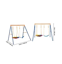 Sugift Backyard A-Frame Swing Set with Saucer and Belt Seats 440 lb Capacity