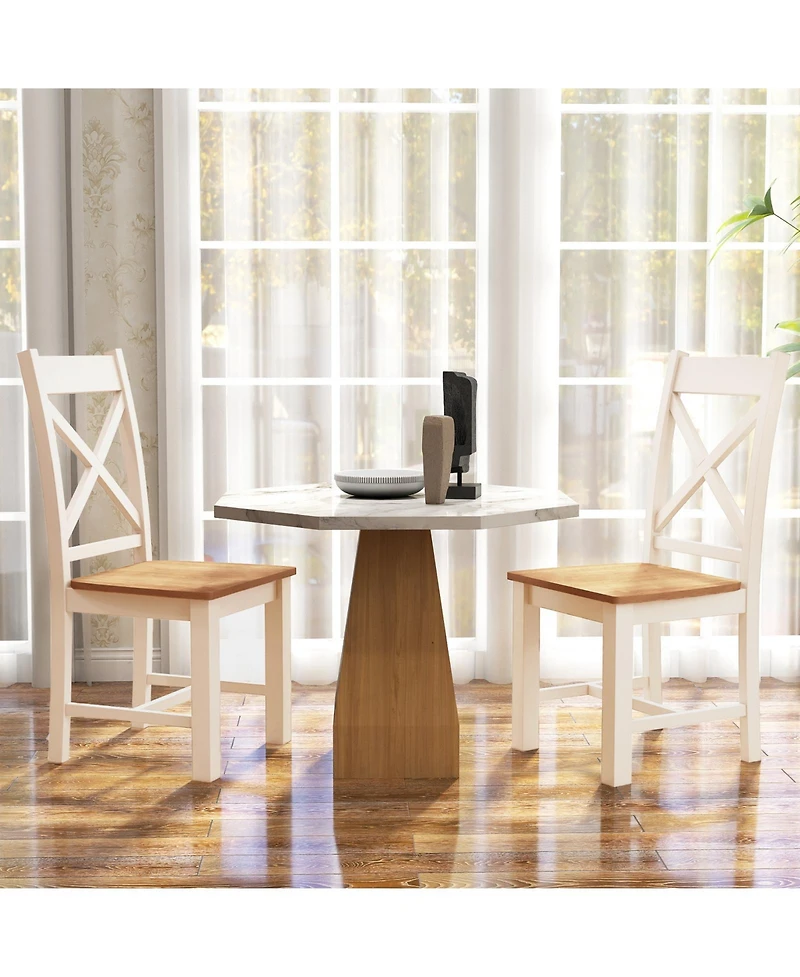 Gymax Modern Wooden Dining Chairs Set of 4 w/ High Back Rubber Wood Frame Armless