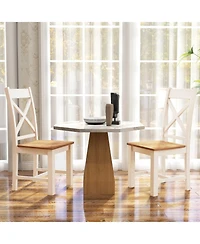 Gymax Modern Wooden Dining Chairs Set of 4 w/ High Back Rubber Wood Frame Armless