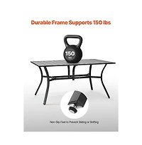 Sugift Outdoor Patio Dining Table Rectangular Metal Slat Garden Table 6 Seat